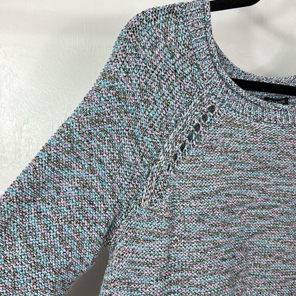 ❤️Last Chance Talbots Cotton Blend Speckled Yarn Knit Eyelet Pullover Size 1X - Picture 2 of 8